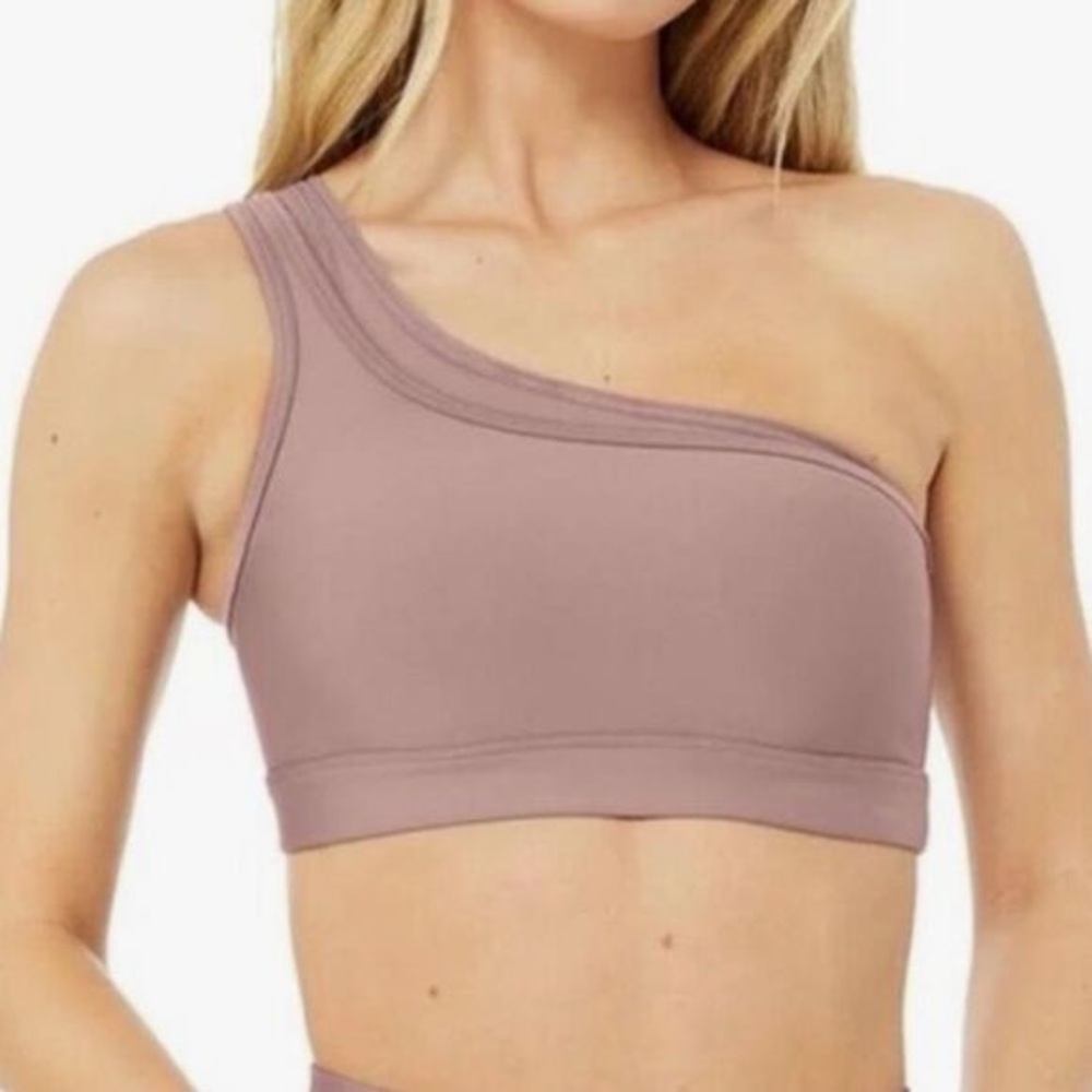 One-Shoulder Sports Bra - Mauve Pink